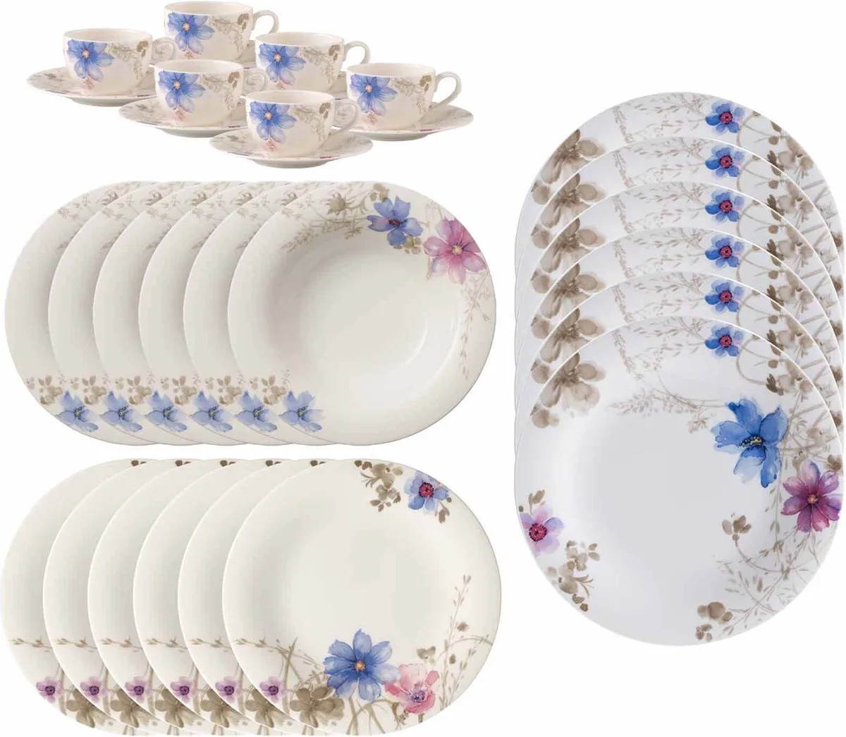 Kombiservice Mariefleur Gris Basic Set van 30 van Villeroy & Boch in Gekleurd – productfoto
