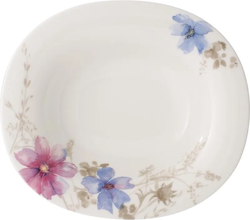 Mariefleur Gris Basic - Ovaal diep bord 24x2 by Villeroy & Boch in White, Purple, Grey, Pink – product photo