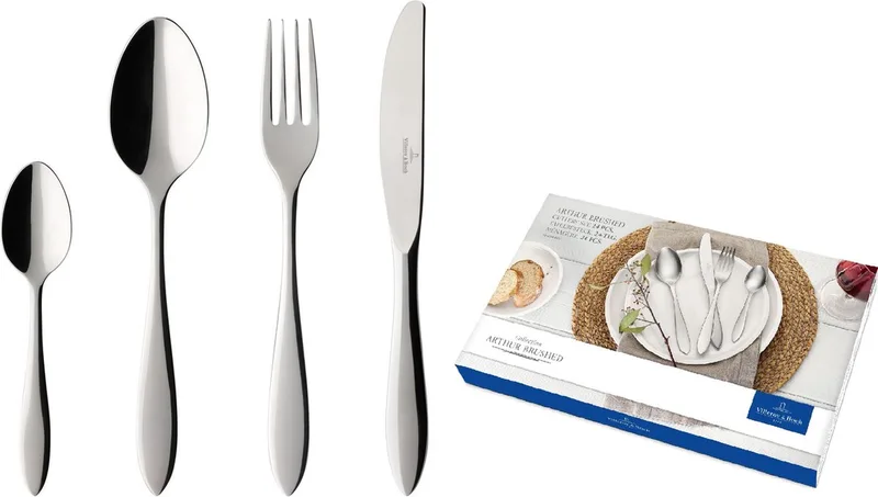 Mat geborsteld Bestekcassette Mat Arthur Actie (Set van 24 stuks) by Villeroy & Boch in Silver – product photo