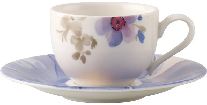 Mokka-/Espressotasse mit Untertasse Mariefleur Gris Basic 50 ml by Villeroy & Boch in Multicolour – product photo