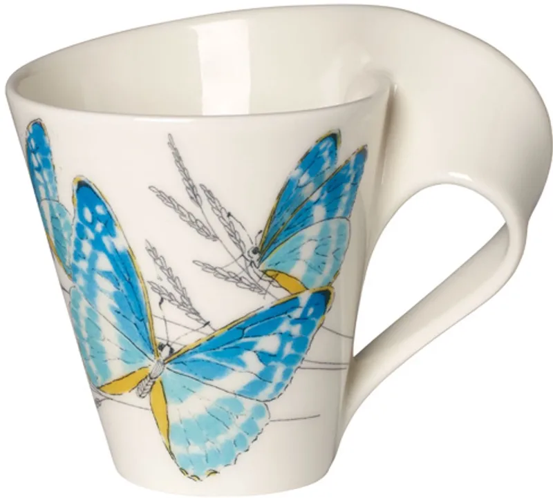 New Wave Caffè Beker Vlinder Blauw fra Villeroy & Boch i Hvid – produktbillede
