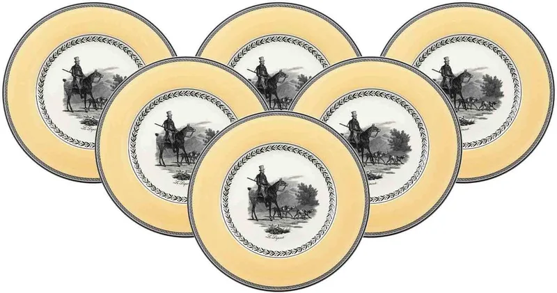 Speiseteller Audun Chasse ø 27,1 cm Set van 6 by Villeroy & Boch in Wit-grijs-geel – product photo