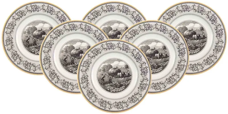 Speiseteller Audun Ferme ø 27,1 cm Set van 6 de Villeroy & Boch en Wit-grijs-geel – photo produit