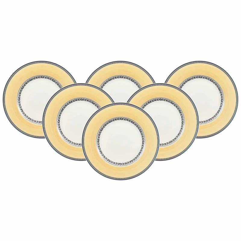 Speiseteller Audun Fleur ø 27,1 cm Set van 6 by Villeroy & Boch in Wit-grijs-geel – product photo