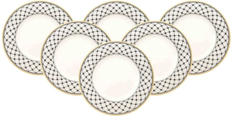 Speiseteller Audun Promenade ø 27,1 cm Set van 6 by Villeroy & Boch in Wit-grijs-geel – product photo