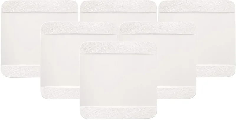 Speiseteller quadratisch Manufacture Rock Blanc 28 x 28 cm Set van 6 by Villeroy & Boch in Wit-gekleurd – product photo