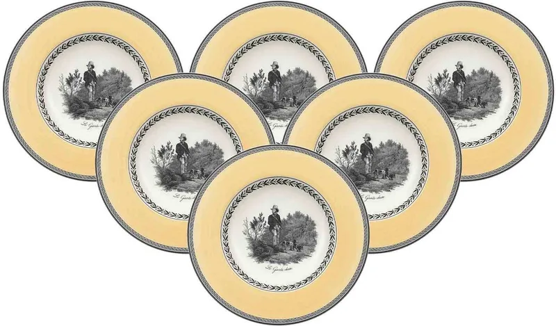 Suppenteller Audun Chasse ø 24,2 cm Set van 6 by Villeroy & Boch in Wit-grijs-geel – product photo