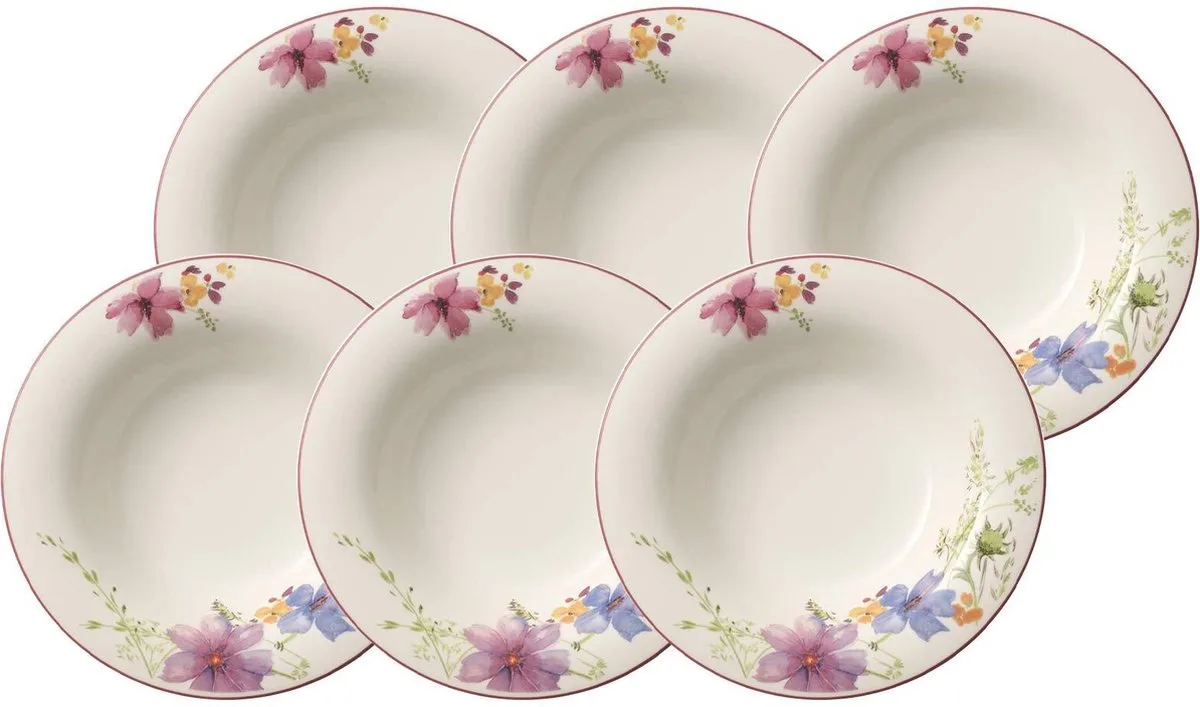Suppenteller Mariefleur Basic ø 23 cm Set van 6 van Villeroy & Boch in Gekleurd – productfoto