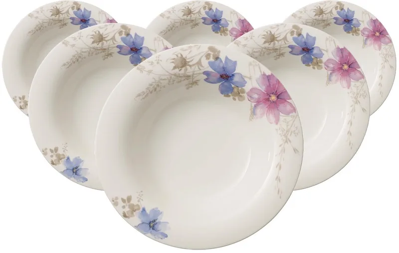 Suppenteller Mariefleur Gris Basic ø 23,1 cm Set van 6 von Villeroy & Boch in Gekleurd – Produktfoto