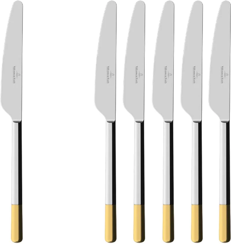 Tafelmesser Ella teilvergoldet 238 mm Set van 6 by Villeroy & Boch in Zilver-goud – product photo