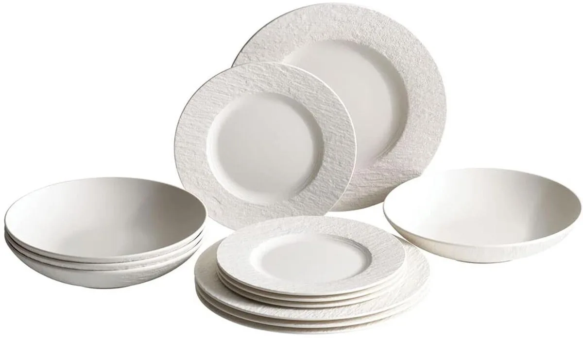 Tafelservice Manufacture Rock Blanc Set van 12 fra Villeroy & Boch i Wit-gekleurd – produktbillede