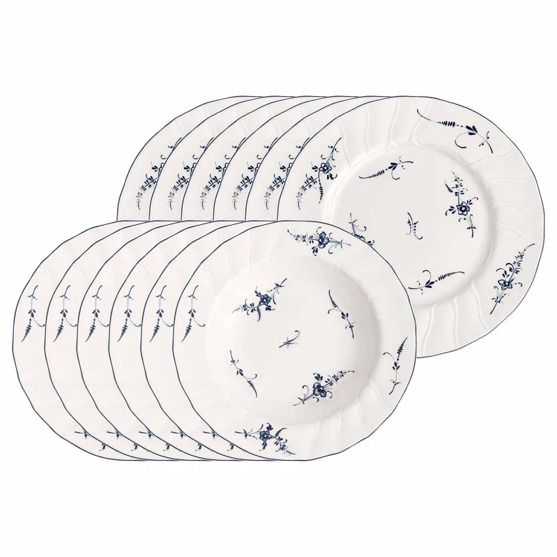 Tafelservice Vieux Luxembourg Set van 12 fra Villeroy & Boch i Wit-blauw – produktbillede