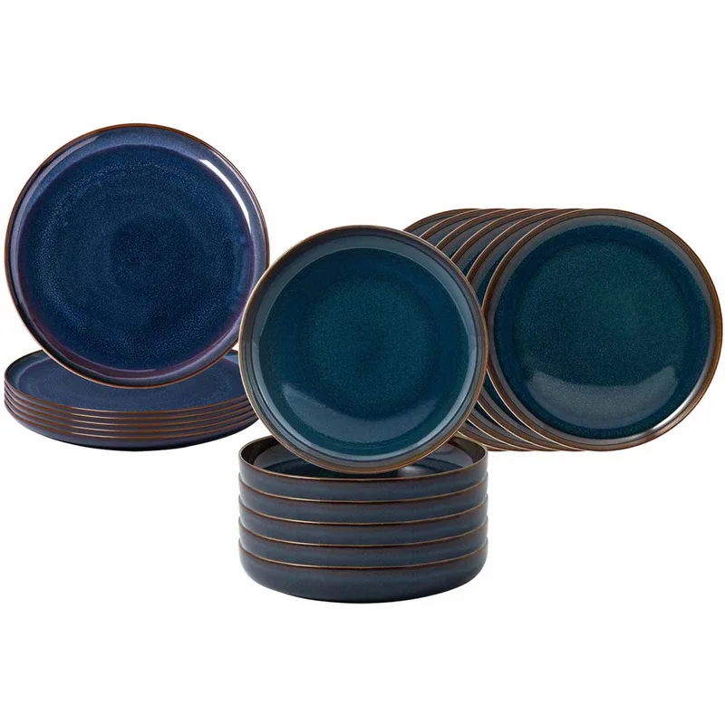 Teller-Set Crafted Set van 18 van Villeroy & Boch in Denim – productfoto