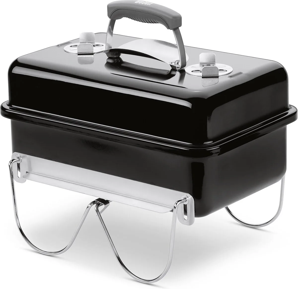 Go-Anywhere® - 42 x 46 cm Grillrooster - Houtskoolbarbecue - Gesloten ketel voor asopvang - Ventilatieroosters in deksel - Dekselvergrendeling - Stabiel frame - Kras- en roestbestendig van Weber in Zwart – productfoto
