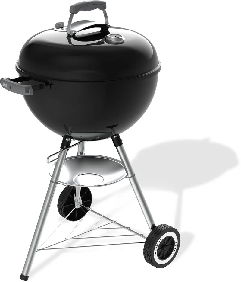Original Kettle - Ø 47 cm Grillrooster - Houtskoolbarbecue - Asopvangschaal - 2 Duurzame, weerbestendige wielen - One-Touch Reinigingssysteem - Dekselthermometer - 2 Gereedschapshaken - Kras- en roestbestendig von Weber in Schwarz – Produktfoto
