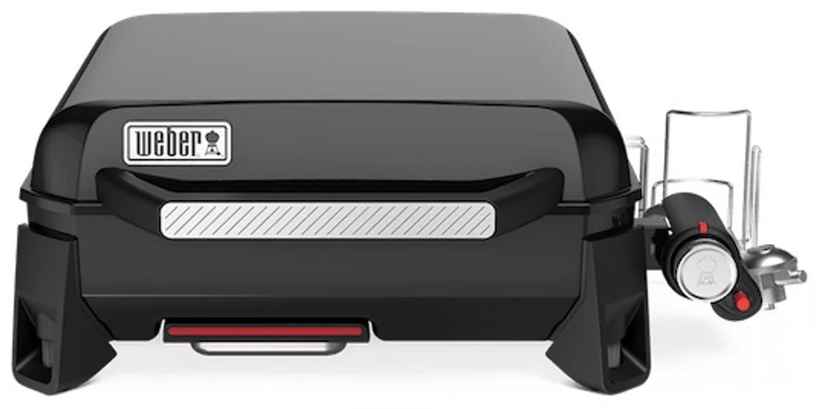 Slate Plancha - 43 cm Bakplaat - Gasbarbecue - 1 Brander - Verstelbare poten - Deksel voor bescherming - Bereikt tot 260 °C - Porselein geëmailleerde bakplaat met anti-aanbaklaag van Weber in Zwart – productfoto