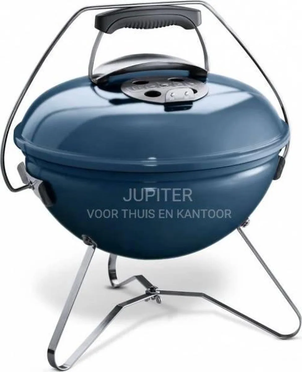 Smokey Joe® Premium - Ø 37 cm Grillrooster - Houtskoolbarbecue - Slate Blue - Tuck-N-Carry Dekselvergrendeling - Gesloten ketel voor asopvang - Ventilatierooster in deksel - Stabiel frame met 3 poten - Draagbeugel van Weber in Blauw – productfoto