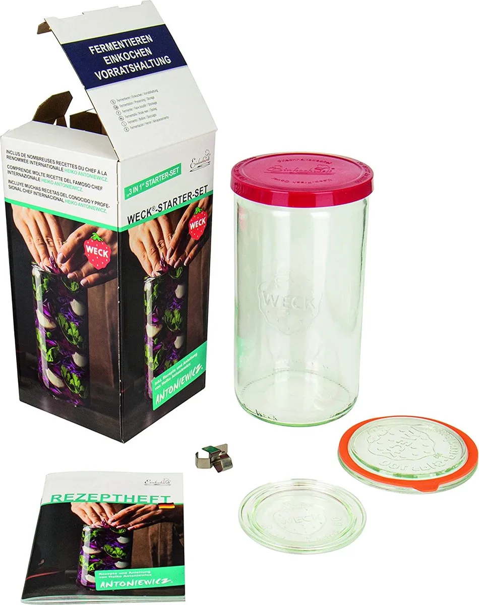 Fermentatie starterset, weckglas 1590 ml de Weck en Transparent – photo produit