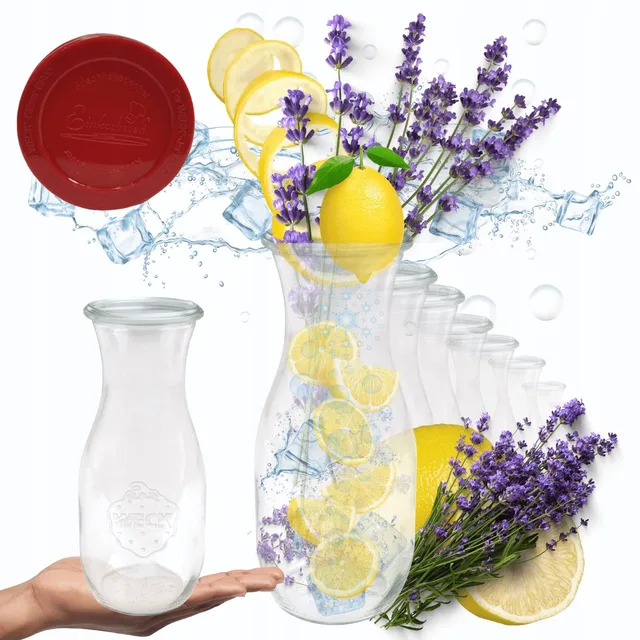 Karaf 1062ml met Siliconen Deksel - Set van 6