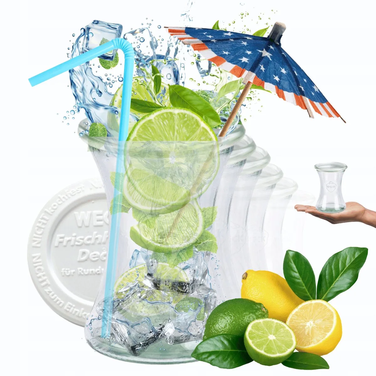 Weckpot 370 ml met plastic deksel - hittebestendig glas - 6 stuks van Weck in Transparant – productfoto