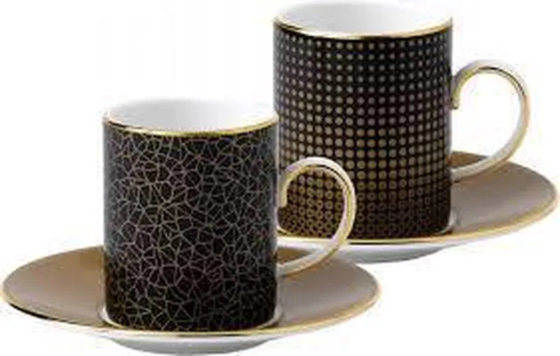 Arris Tableware - Espressokop&schotel Sphere/Crackle by Wedgwood in Gold – product photo