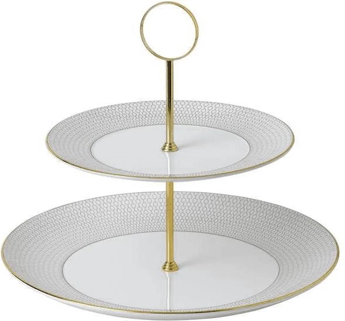 Arris Tableware - Etagere 2-laags de Wedgwood en Or, Blanc – photo produit