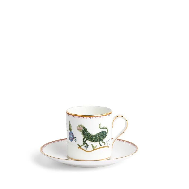 Kit Kemp Mythical Creatures Fein Bone China Espressotasse & Untertasse Set mit 22K Goldbänderung by Wedgwood – product photo