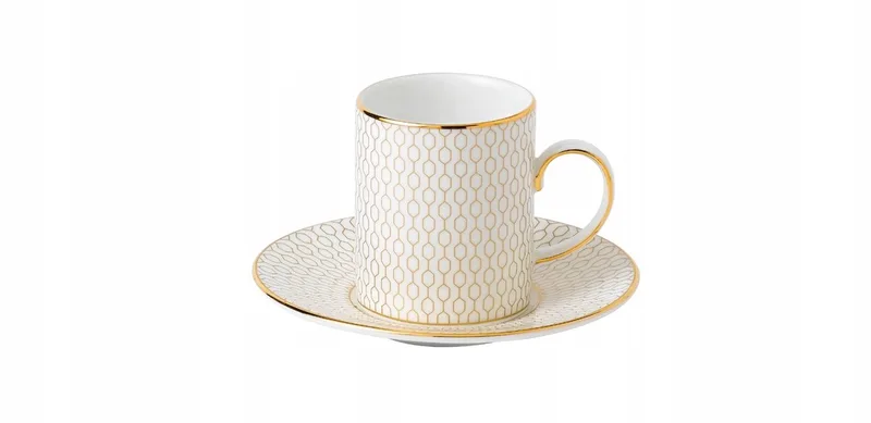 Merkloze Espressokop met Schotel, 80ml, Goudkleurig Decor by Wedgwood in Wit met goud – product photo