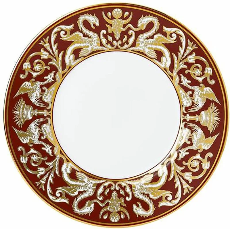 Renaissance Red - Bord 23cm Florentine Accent de Wedgwood en Rouge, Or – photo produit