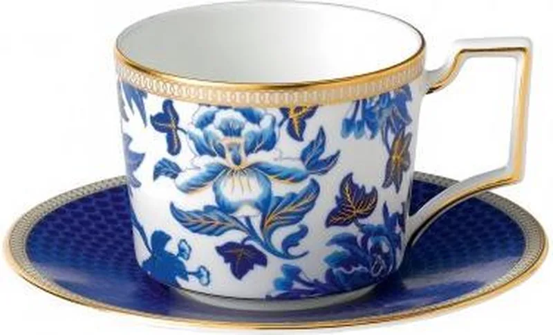 Theekop + Schotel Hibiscus von Wedgwood in Blau – Produktfoto