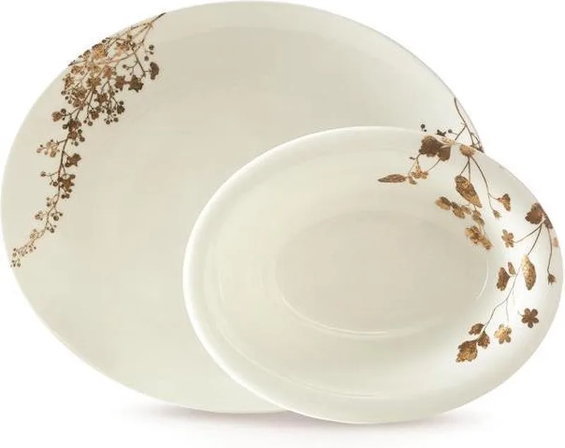 Vera Wang Jardin Serveerschalen Set - W&G - 2-dlg von Wedgwood in Gold, Weiß – Produktfoto