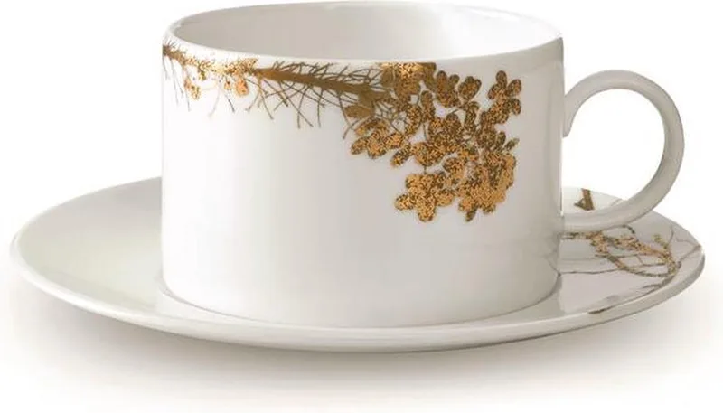 Vera Wang Jardin Theekop & Schotel - Wit & Goud de Wedgwood en Or, Blanc – photo produit