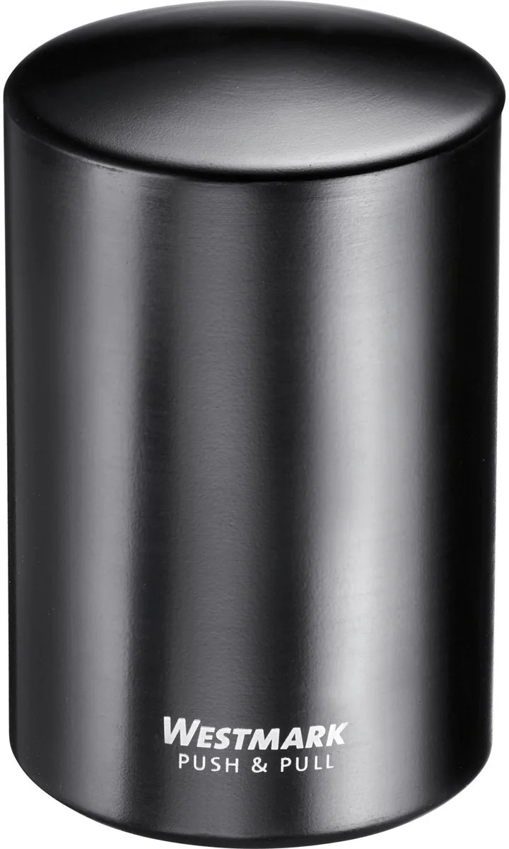 Automatische kurkentrekker, voor kroonkurken, aluminium, Push&Pull, 5,3 x 5,3 x 8 cm van Westmark in Zwart – productfoto
