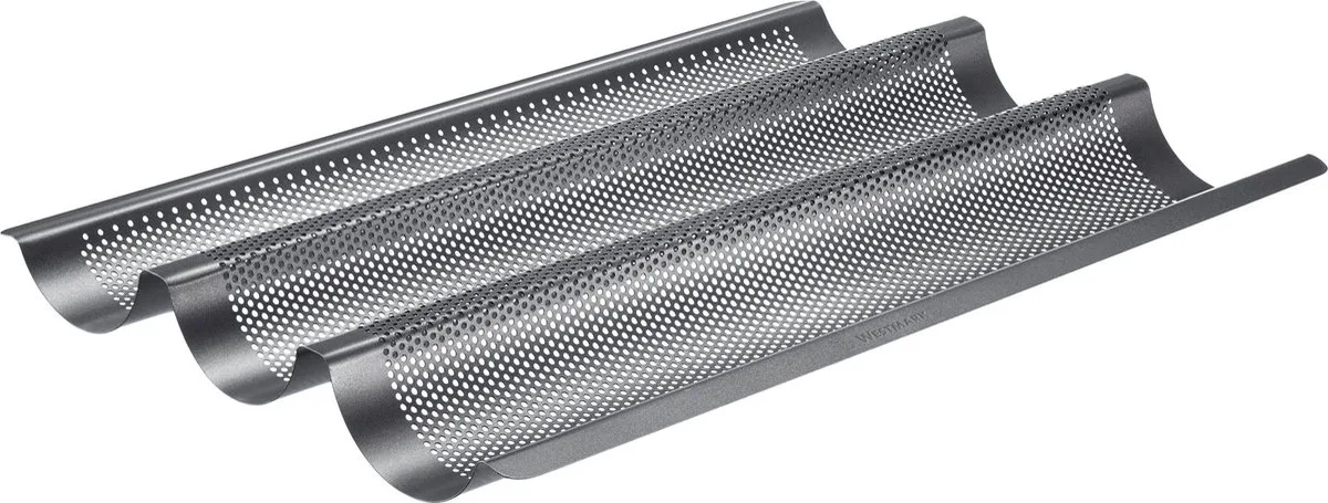 Baguette Bakvorm, voor 3 stokbroodjes, lengte: 38,5 cm elk, staal, anti-aanbakbedekt, lang, 32982260 by Westmark in Anthracite – product photo