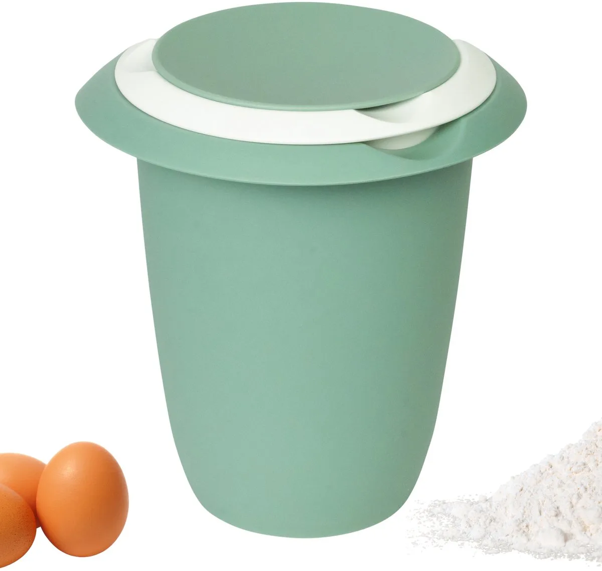 Beslagkom met tweedelige deksel, 1 l, met schenktuit, wit/mint groen, 3151227M van Westmark in Kunststof – productfoto