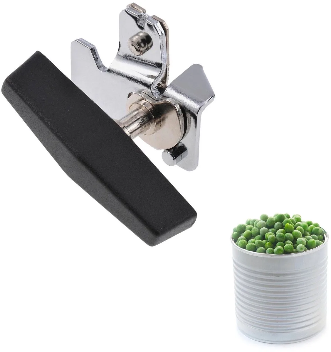 blikopener, compact, lengte: 7,8 cm, staal, verchroomd/kunststof, automatisch, monopoly uitvoering, zilver/zwart, 12223360 von Westmark in Silber – Produktfoto