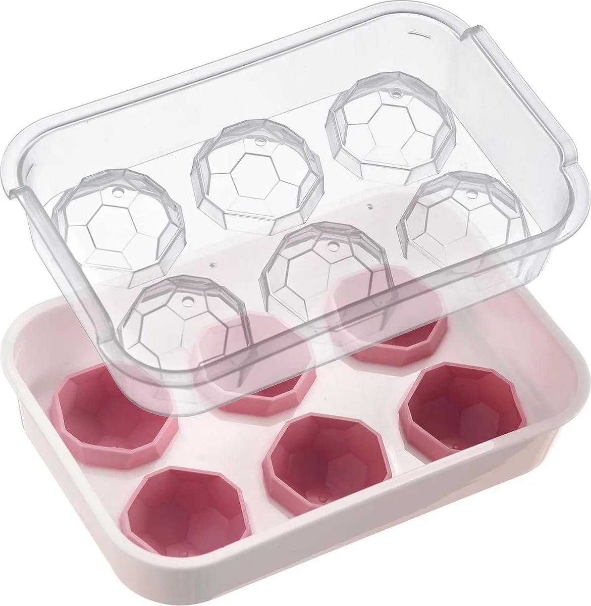 Crystal ijsblokjesmaker - ijsblokjesvorm met deksel, voor het maken van 6 grote, ronde ijsblokjes, transparant/rood/wit - kunststof, BPA-vrij van Westmark in Rood – productfoto