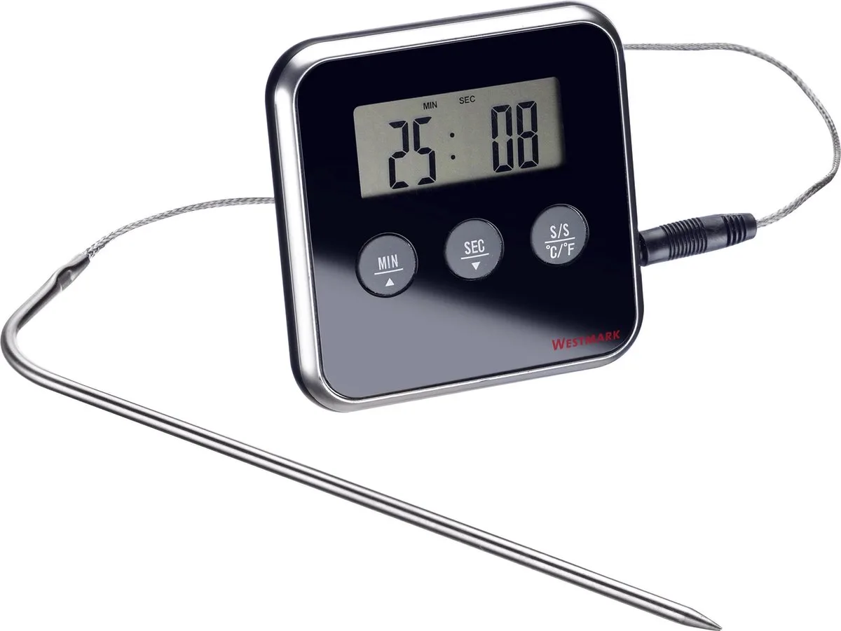 Digitale braadthermometer, met alarm, om op te hangen of neer te zetten, roestvrij staal/kunststof, 12912280 van Westmark in Zilver, Zwart – productfoto