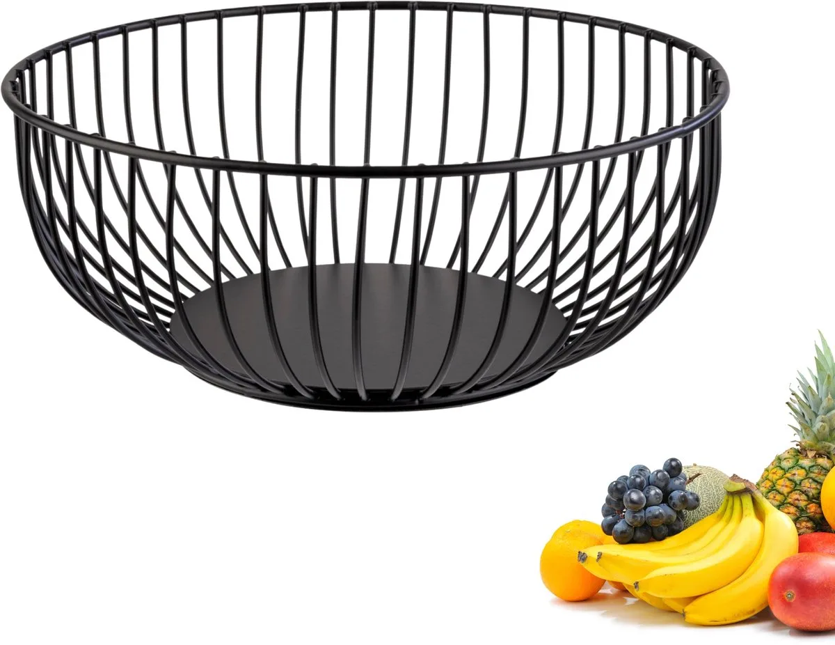 draadmand Lumos klein – Stijlvolle fruitschaal & broodmand – Decoratieve metalen mand voor fruit, groenten, brood & broodjes – 20 cm by Westmark in Black – product photo