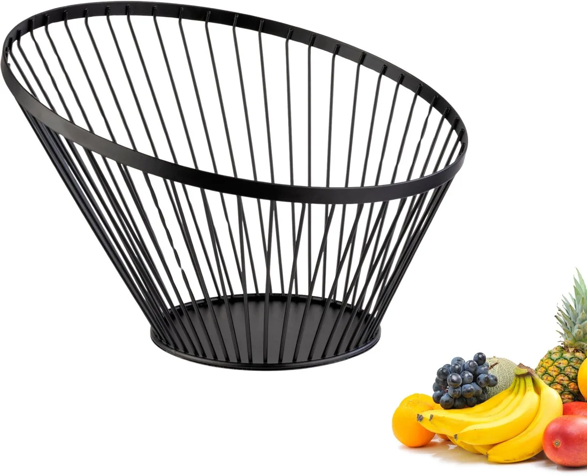 draadmand Vista – Stijlvolle fruitschaal & broodmand met elegant design – Zwarte metalen mand voor fruit, groenten, brood & broodjes, 30 cm fra Westmark i Sort – produktbillede