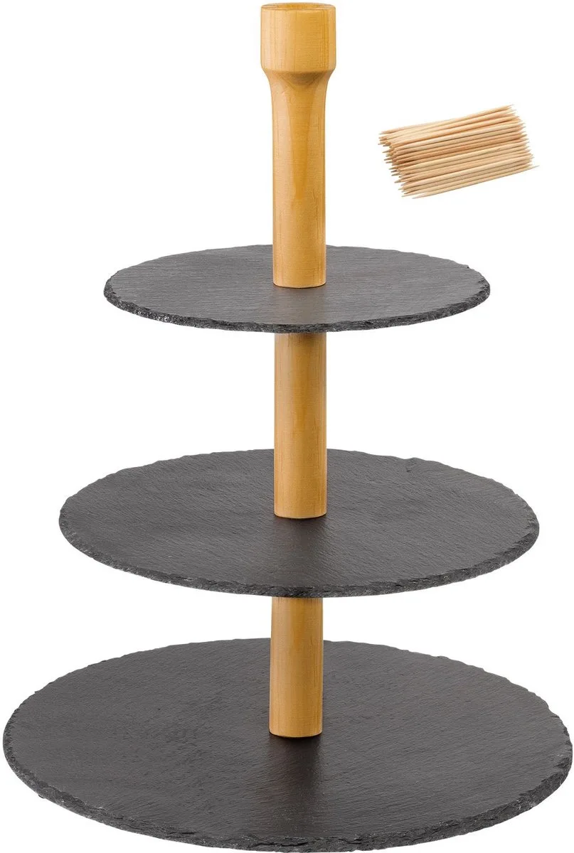 Etagère met 3 niveaus en 100 prikkers, met krasbeschermin cm, leisteen grenen, Tapas Friends, antraciet lichtbruin de Westmark en Steengrijs – photo produit