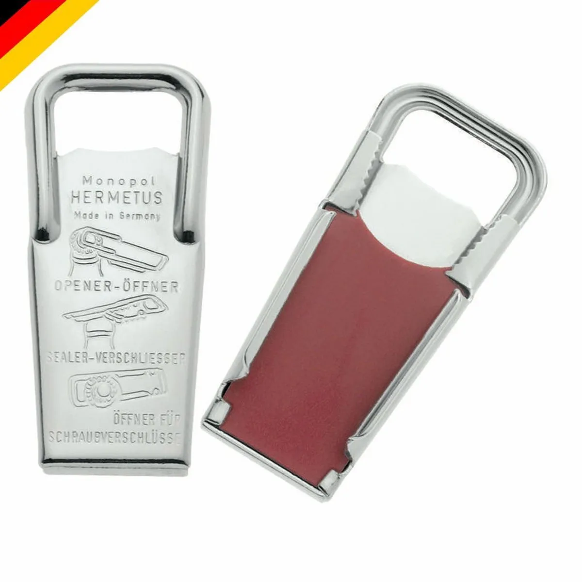 Flesopener en afsluiter in 1 van Westmark in Rood, Roestvrijstaal – productfoto