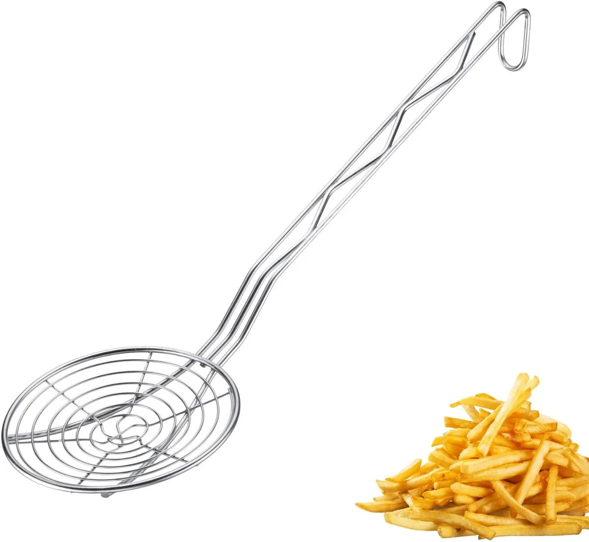 frituurlepel Pro – schuimspaan van roestvrij staal – opscheplepel voor frietjes & co – perfect frituren, blancheren & opscheppen – Ø 12,8 cm van Westmark in Zilver – productfoto