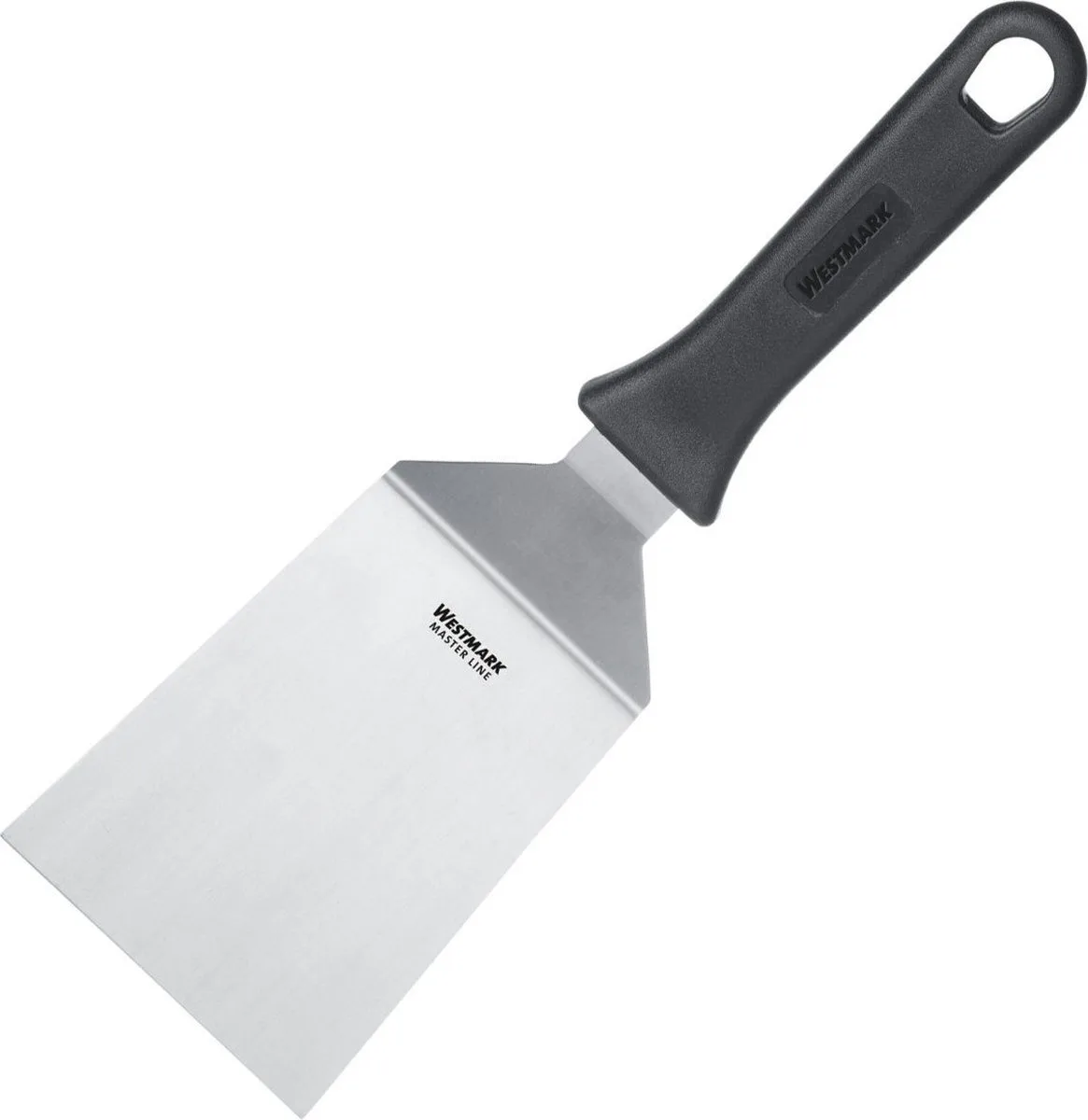 Grillspatel, gebogen, stijf, gesloten, lemmet: 9 x 11,5 cm, lengte: 29 cm, roestvrij staal/kunststof, Master Line, zwart/zilver, 13442270 van Westmark in Zilver – productfoto