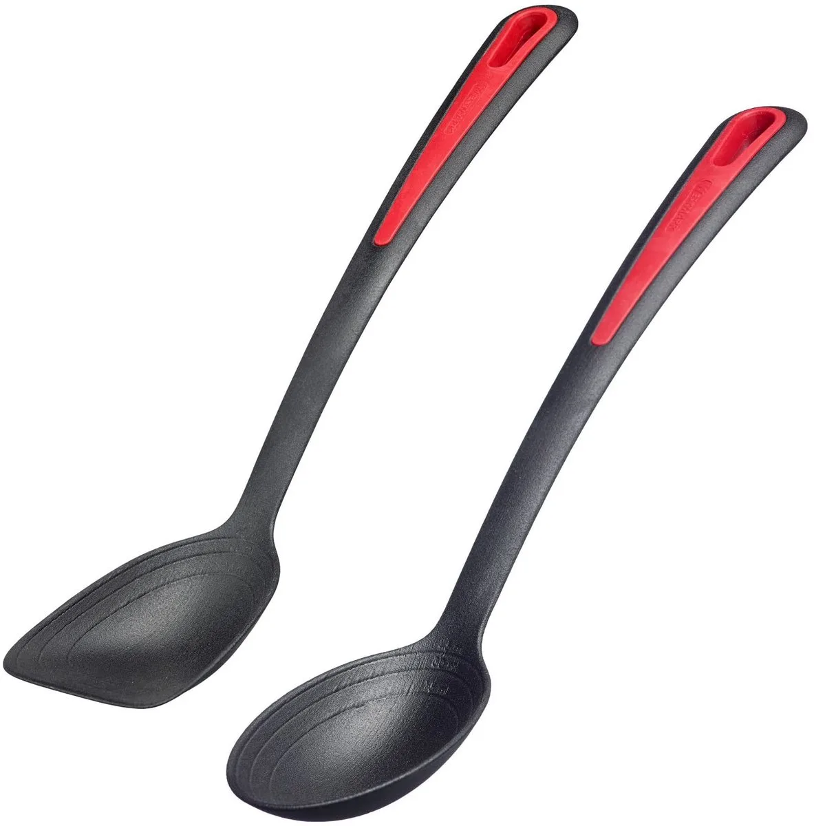 keukenset, 2-delig, elk 1 bak- en groentelepel en 1 spatel, interne schaalverdeling: 15, 30 en 40 ml, kunststof, Gallant, zwart/rood, 296122E6 van Westmark in Rood – productfoto