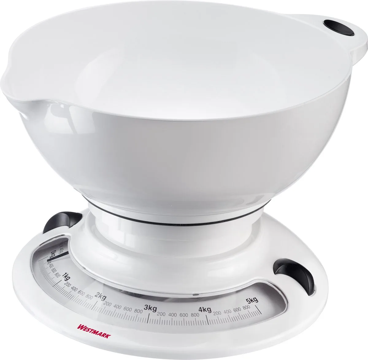 Keukenweegschaal met Kom – Praktische set voor het wegen van ingrediënten voor bakken of koken, Stapelbaar, Mengkom 2,3 liter, Weegschaal van Westmark in Wit – productfoto