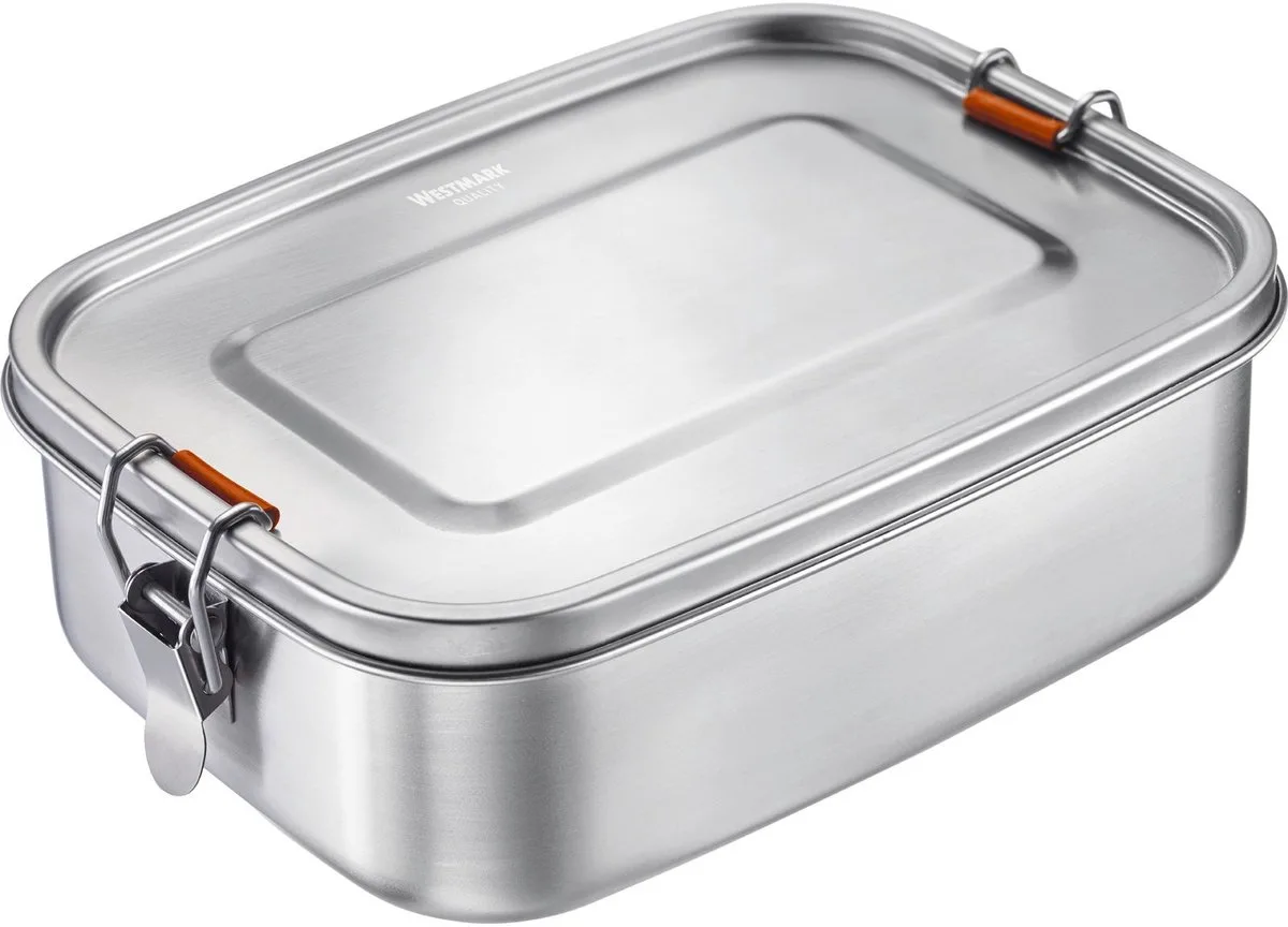 lunchbox, inhoud: 1500 ml, met siliconen afdichtring, inzetbare scheidingswand, roestvrij staal/siliconen, Viva Maxi, 23592270 van Westmark in Zilver – productfoto
