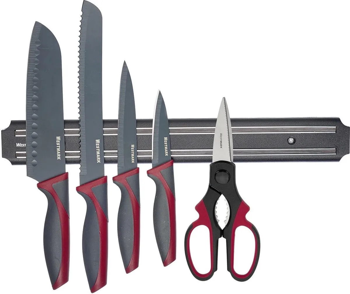 Magnetisch Messenrek – hoogwaardig magnetisch rek om keukenmessen veilig op hun plaats te houden – ABS, BPA vrij van Westmark in Zwart – productfoto