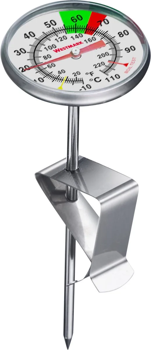 Melkthermometer – praktische keukenthermometer voor het opschuimen van melk, heerlijk melkschuim voor koffie, barista thermometer met clip – roestvrij staal, 12952270 van Westmark in Zilver – productfoto