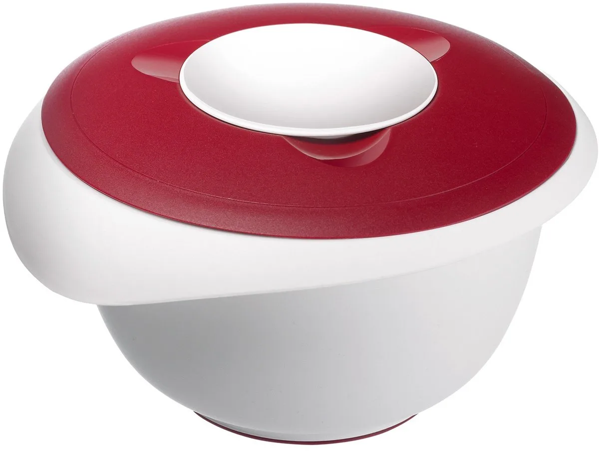 Mengkom met tweedelige deksel, 2,5 l, met schenktuit, kunststof, wit/rood, 3153227R van Westmark in Wit – productfoto